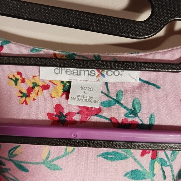 DREAMS CO Floral Sleeveless Lace Trim Nightgown Pink Ladies Plus size 18-20 LG - Picture 4 of 5